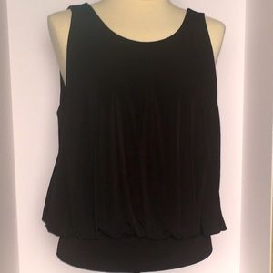 MARCIANO • Black Bouffant Low Back Banded Top
